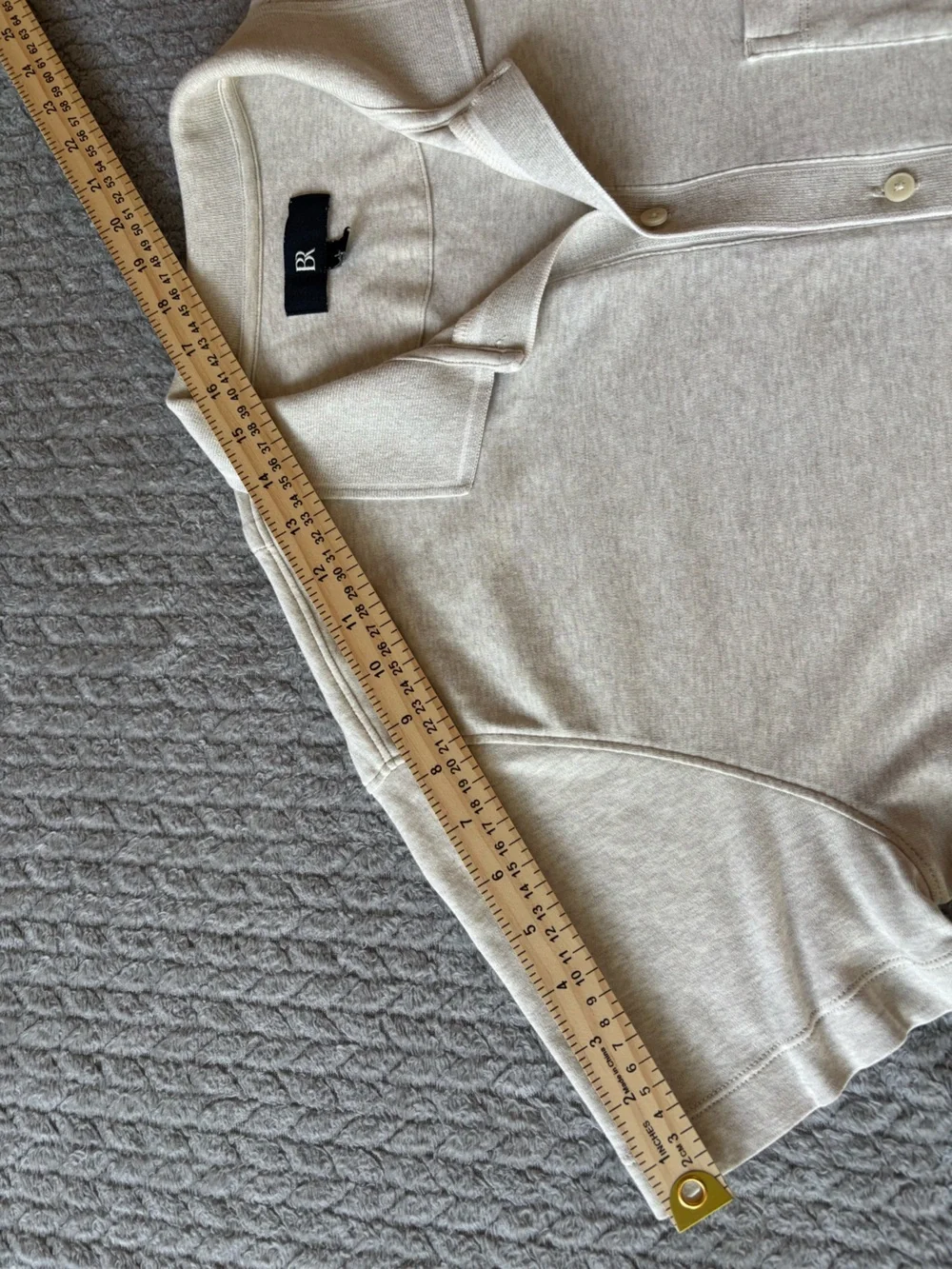 Banana Republic Cream Short-Sleeve Button-Front Casual Shirt